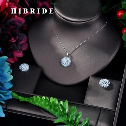 HIBRIDE Exclusive Design Jewelry Sets for Women Luxury Jewelry Set Design Fashion Gold Filled Cubic Zirconia Earrings Necklace