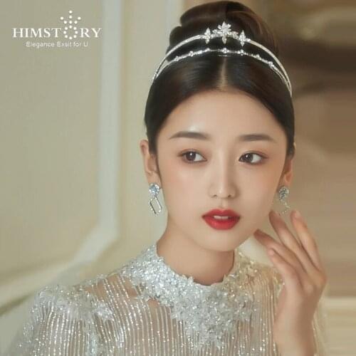 HIMSTORY Romantic Multi-layer Crystal Crown Wedding Hair Accessories Bridal Headband Accessories CZ Hair Jewelries