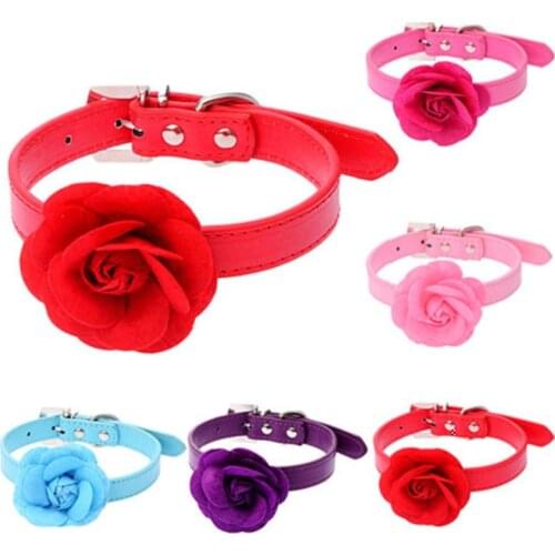 Candy Colored Sweet Rose Flower Pet Dog Collar Puppy Cat Collar Necklace perro mascota Doggie Collar XS S M L Collars For Dogs