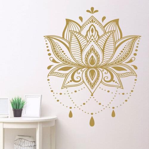 Beautiful Unique Lotus Mandala Wall Decal Vinyl Home Decor Living Room Bedroom Decoration Boho Yoga Flower Sticker Mural S032