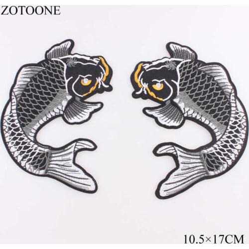 ZOTOONE 2PCS/lot Fish Animals Patches Embroidered Iron on Patches for Clothes DIY Decoration T-shirt Dresses Stickers Badges B