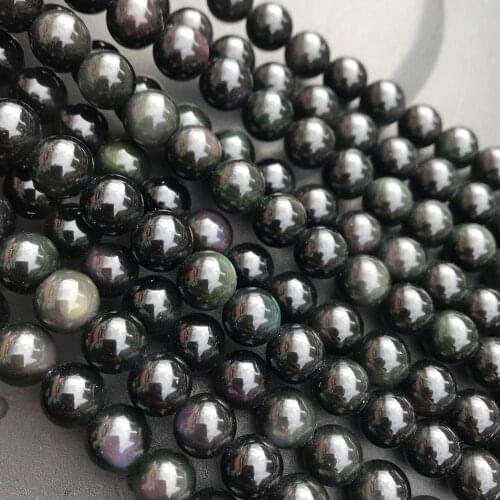 Natural Stone rainbow Obsidian Round Loose Spacer Beads 15" Strand 4 6 8 10 12 14MM Size For Jewelry Making Bracelets