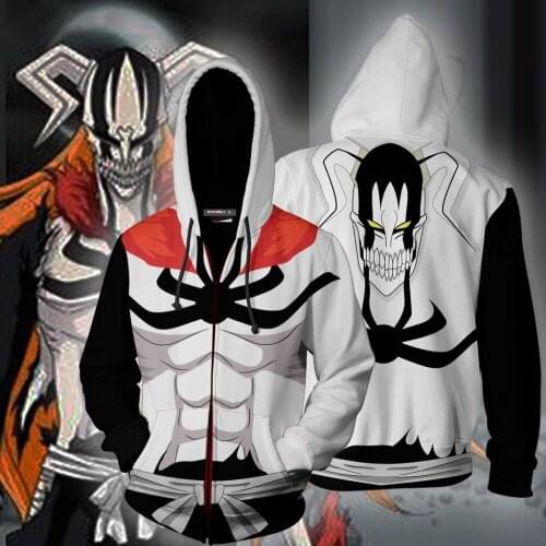 BLEACH Kurosaki Ichigo Hoodies Cosplay Costume BLEACH Gotei 13 Hoodies Sweatshirts Zip Hoodies Casual Cool Coat Jacket Cosplay
