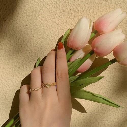 Retro niche baroque girl opal French lace woven opal open ring ladies jewelry gift