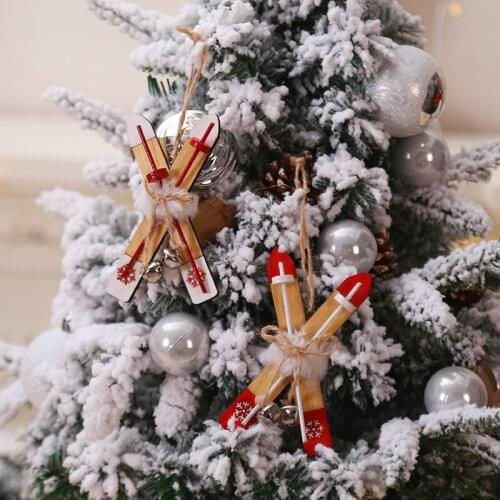 Drop Ornaments Sleigh Christmas Decorations Wooden Sleigh Christmas Tree Pendant Window Dress Up Decoration Hanging Ornaments