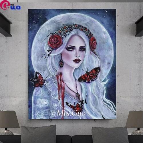 The Vampire Rose Woman Full Square/Round Diamond Embroidery 5D DIY Diamond Painting Cross Stitch Rhinestone Mosaic Decoration