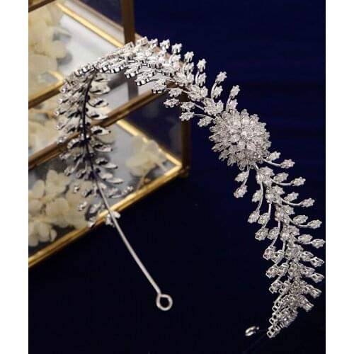 Simple Cubic Zircon Wedding Crowns Headbands Crystal Evening Hairbands Brides Hair Accessories Prom Jewelry