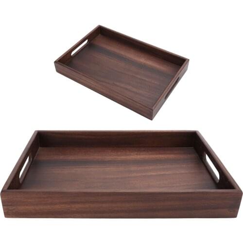 Rectangular Wooden Bamboo Serving Tray Tea Cup Saucer Trays Fruit Plate Storage Pallet Plate Decoration Japanese Food Plate