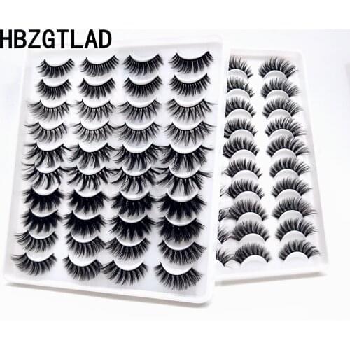 20 Pairs 3D Mink Hair False Eyelashes Handmade Natural/Thick Long Eyelashes Dramatic Volume Lashes Wispy Makeup Extension Tools