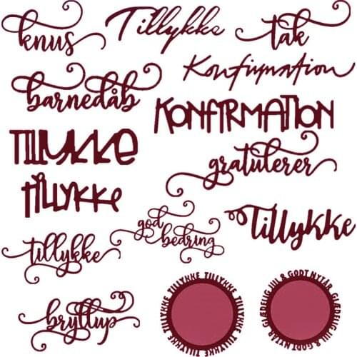 20 Pieces Cheapest Popular Danish Words Metal Cutting Dies For DIY Scrapbooking Paper Cards Crafts Dies New 2019