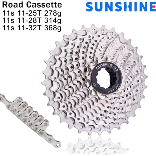 SUNSHINE-SZ 11s Speed Road Bike Bicycle Flywheel Cassette 25T 28T 32T 11V K7 Gravel Sprocket For SHIMANO Ultralight