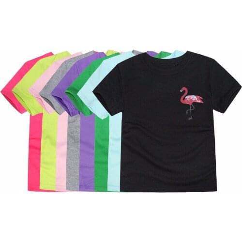 TINOLULING New Arrival Girls Flamingos Cartoon 3D T Shirts Kids Child Tops Tees Children T-shirts for Boys Short Summer T Shirts