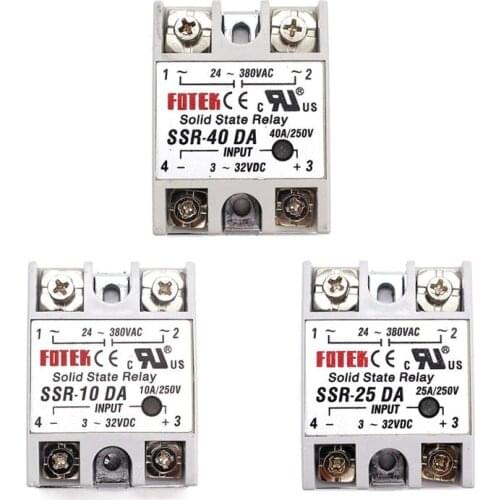 Solid State Relay 12v 24v SSR-10DA SSR-25DA SSR-40DA 10A 25A 40A 3-32V DC TO 24-380V AC SSR 10DA 25DA 40DA Rele Power Supply