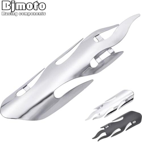 BJMOTO 9 Inch Vintage Chrome Motorcycle Exhaust Muffler Pipe Heat Shield Cover Guard for Yamaha Honda Suzuki