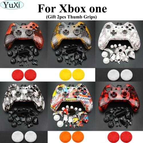 YuXi Replacement Full Housing Shell Case With Buttons Kit Accessories For Xbox one Wireless Controller+ Silicone Stick Grips