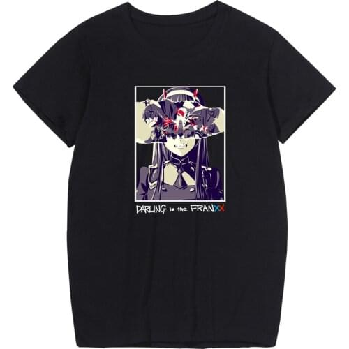 Darling In The Franxx Tee Anime Cosplay Zero Two Cute Character T-shirt Loose Short Sleeve Casual Streetwear 2021 Summer Top