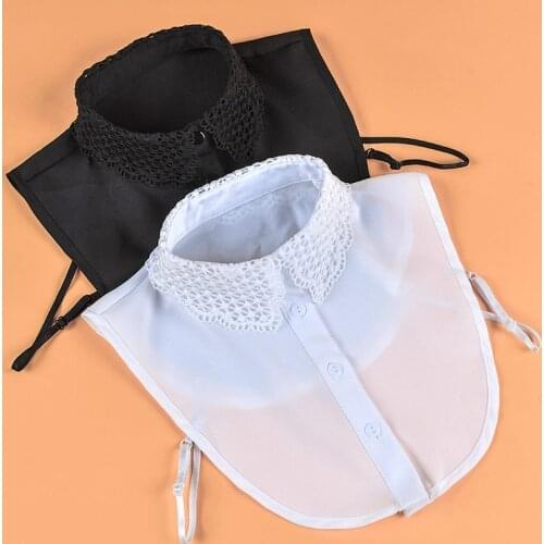 Korean Women Hollow Floral White Fake Collar Female Detachable Collars Lapel Half Shirt Blouse Decorative Sweater False Collar