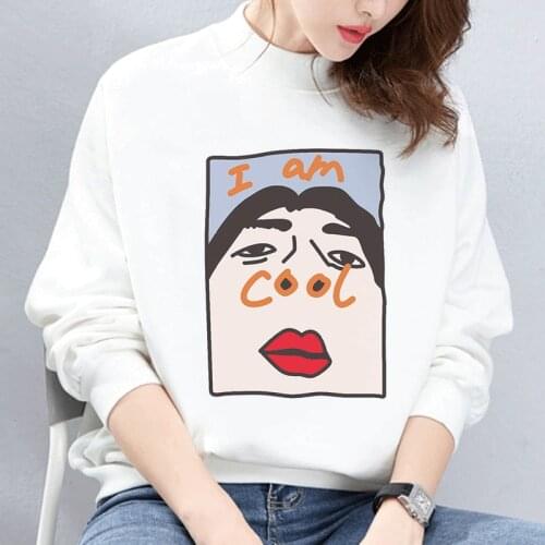 I Am So Cool Autumn Winter Loose Sudadera Mujer Thick Knit Sweatshirt Hooded Pullover Tops Women Hoodies Casual Female Clothes