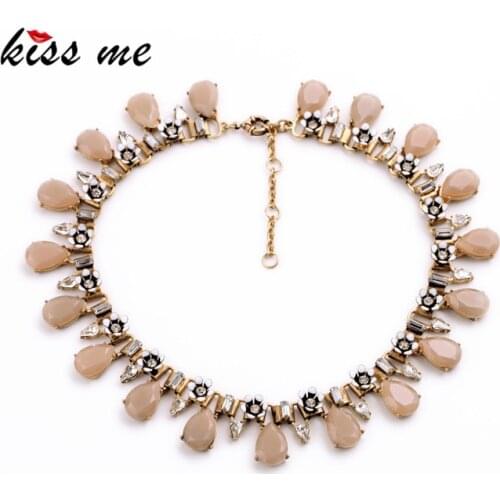 Fashion Major Suit Statement Jewelry New Designer Transparent Pink Water Drop Women Necklace KISS ME