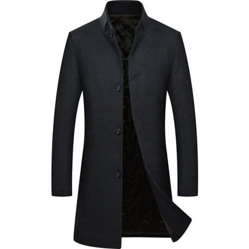 Winter Woolen Coat Mens Trench Coat for Men Thick Warm Wool Abrigo Hombre Overcoat X-Long Coat Men Trench Casaco Masculino 3XL