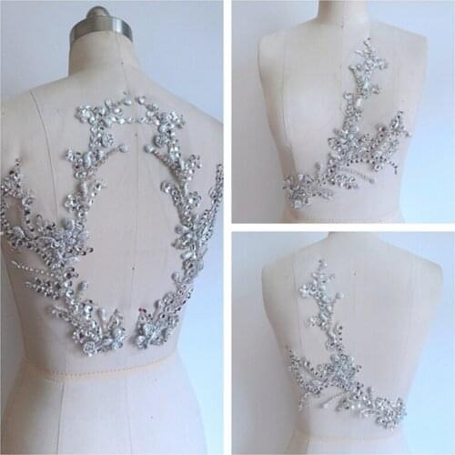 1Piece Handmade Crystal Patches Sew on Yellow Red White Rhinestones Applique for Clothing Wedding Dress