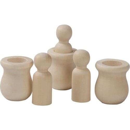 10pcs/set Unfinished Wood Craft People Nesting Set Manual Wooden Peg Dolls Crafts DIY Paint Stain Kids Party Wedding Home Decor