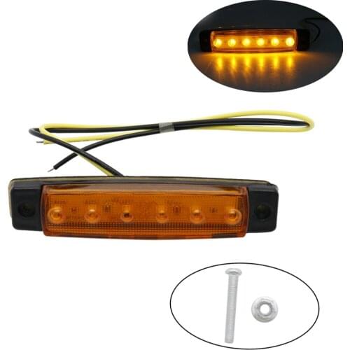 10pcs yellow Car External Lights LED 12v 6 SMD LED Auto Car Bus Truck Side Marker Indicator Trailer Light Rear Side Lamp