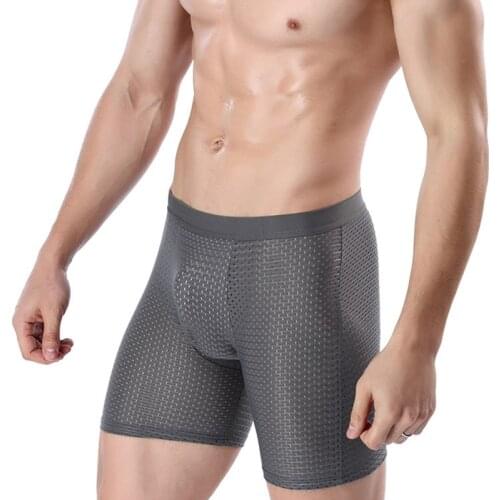 4 pack Mens shorts Ice Silk Comfort Breathable underpants Mesh Long Leg Brief Viscose Underwear for Men pants innerwear Gift