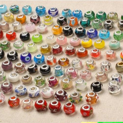 50 assorted, sent randomly, large hole beads, glass beads, large holes loose beads, DIY jewelry accessories