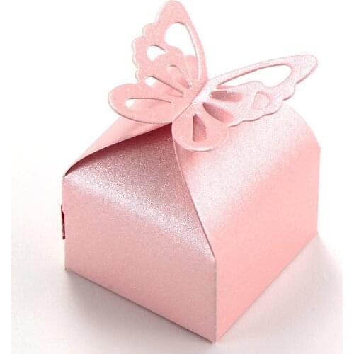 50pcs Butterfly Decoration Boite a Dragees Wedding Party Decoration Baptism Birth Rose gift box