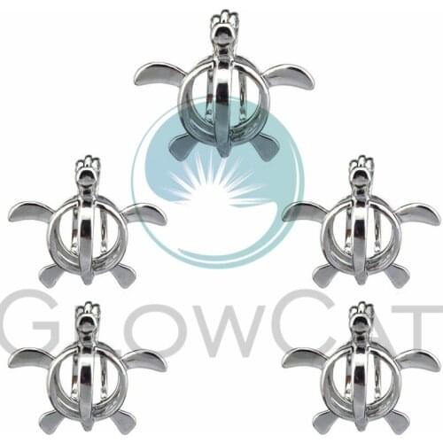 5X Pearl Cage Locket Pendants Aromatherapy Sea Turtles Hollow out Essential Oil Diffuser Locket For DIY Necklace Jewelry