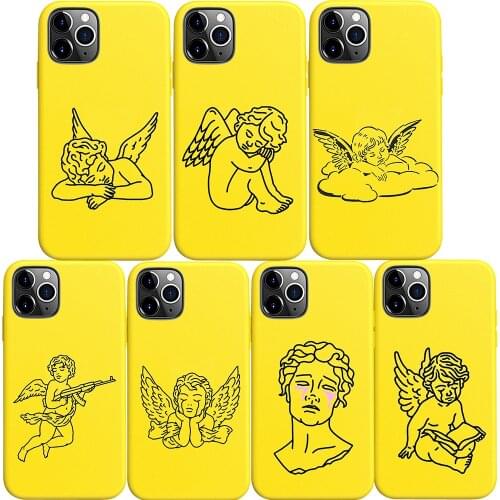 Angel Baby Clouds Line Abstract Cute Phone Case for IPhone 6 6S 7 8 X XS XR 11 12 Pro Max SE 2020 Coque Funda Cover Etui Luxury
