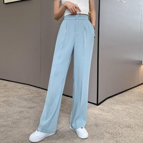 Limiguyue High Waist Straight Leg Pants Women Solid Color Casual Funky Pants Haut Femme Elegant Loose Suit Drape Trousers K920