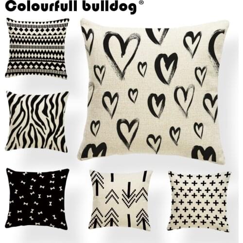 Geometry Cushion Cover Love Pillow Cushion Case Beige Chair For Sofa Black Arrow Throw Pillows Checkered 45Cm Burlap Customized