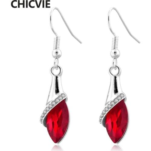 CHICVIE Water Drop Shaped Crystal Earrings For Women Cubic Zirconia Earring Statement Valentines Day Gift Earrings SER190116