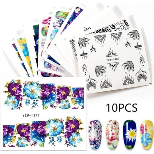 Flower Design Nail Art Stickers Set Water Transfer Sliders Decals Tattoo Accessories Manicure