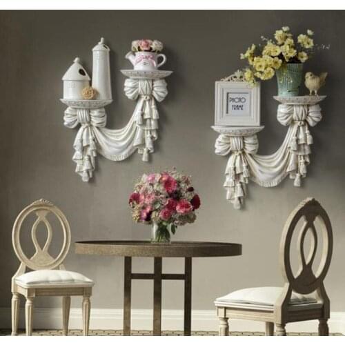 European Style Resin Decorative Shelves Storage Holders Racks Wall Decor Home Bedroom Decoration Art Hanging Mural Storage Plate