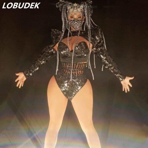 Women Nightclub Reflective Mirrors Sequins Shawl Bra Shorts Outfit DJ Female Dancer Singer Sexy Stage Wear Party Rave DS Costume