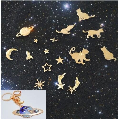 Universe planet rocket cat and Smiling face moon metal material epoxy mold makeing jewelry filling for DIY jewelry
