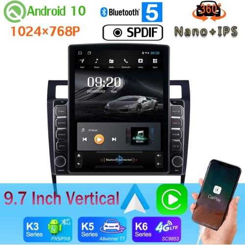 Head Unit Nano+IPS 9.7" Vertical Style Car Media Player GPS For Audi A6 S6 RS6 1997-2004 Android 10.0 360 Camera PX6 4+64G Radio