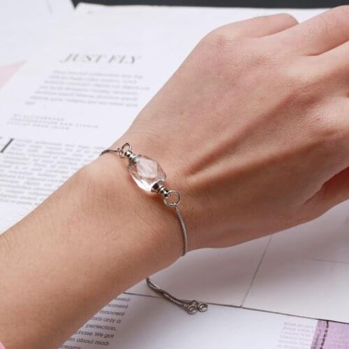 Crystal Perfume Bottle Pendant Bracelet Women Aromatherapy Anxiety Essential Oil Diffuser Bracelet Adjustable Jewelry