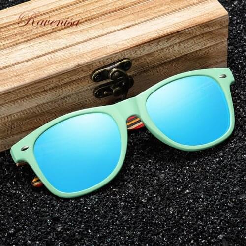 Classic Wooden Sunglasses For Men Women 2020 Green Frame Mirror Polarized Sun Glasses Wood Leg Retro Eyewear 5085