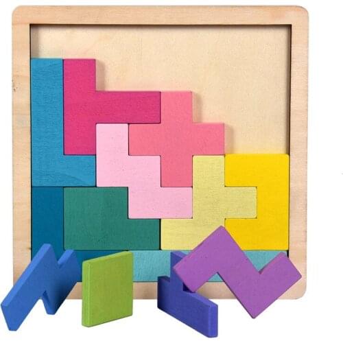 Colorful Wooden Tangram Puzzle Toys Preschool Intellectual Educational Kid Toy