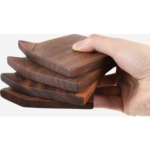 Creative solid wood corner tea coaster Black walnut anti-scald insulation pad Beech coffee cup holder Cup mat Mug mat