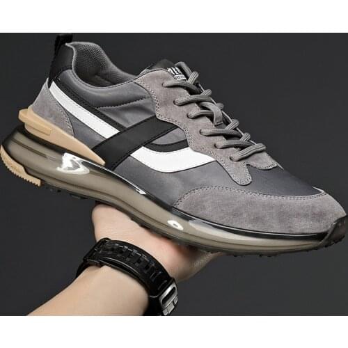 Leather thick-soled casual shoes mens shoes fashion suede sneakers trendy breathable running shoes