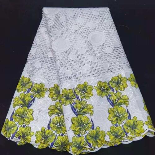 Fashion Guipure Lace Fabric White 2021 African Nigerian Water Soluble Lace Fabric African Swiss Lace For Wedding Dress 5 Yards