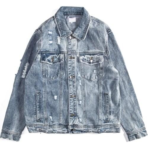 Fashion street jeans jacket mens collar denim jacket streetwear clothing