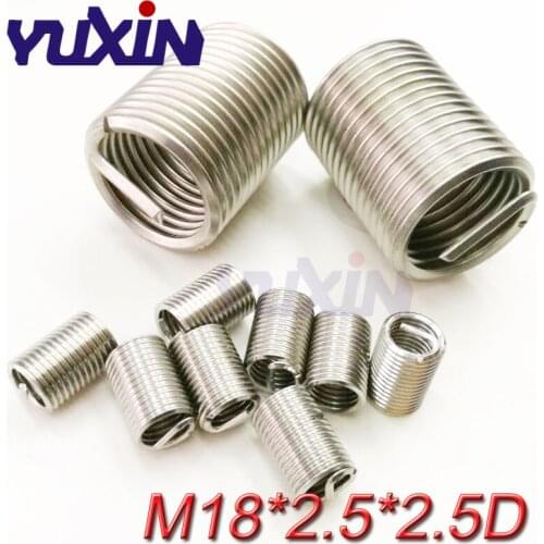 10pcs M18*2.5*2.5D Wire Thread Insert Stainless Steel 304 Wire Screw Sleeve M18Screw Bushing Helicoil Wire Thread Repair Inserts