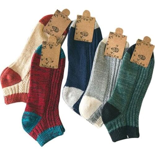 5 Pairs Men Cotton Ankle Socks Thick Line Warm Comfortable Spring Autumn Male Socks Man Hit Color Vintage Funny Sock Calcetines