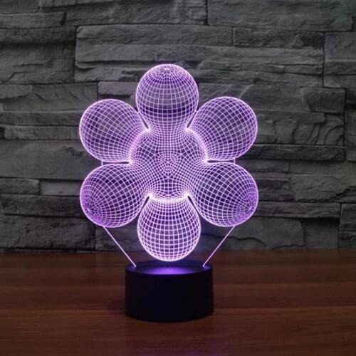 New Abstract Flowers 3d Night Light 7 Color Led Remote Touch USB Charging Led Visual Table Lamp Luminaria Atmosphere lamp
